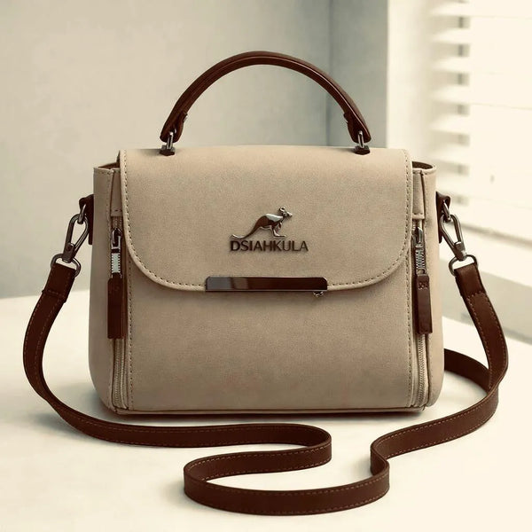 Beige Crossbody Bag for Girls with Leather Strap